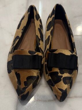 ASOS Leopard Print Pointed Flats with Black Ribbon